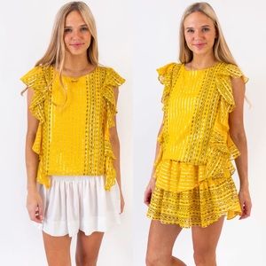 KOCH Cara Metallic Ruffle Top Sunflower Yellow
